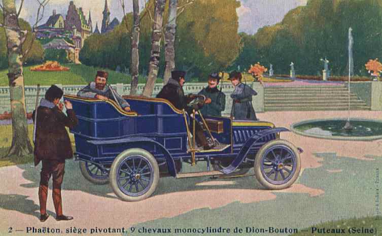 A deDionBouton an early quality French automobile is shown in a lavish